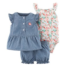 카터스 여아용 3p 플로럴 리틀 쇼트 팬츠 세트