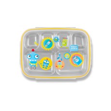 機器人印花不鏽鋼6格便當盒組, 混色, 便當盒+便當蓋, 1組