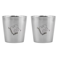 아이쥬 공룡 스텐 이중컵, 혼합색상, 2개