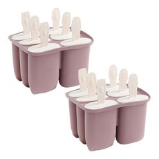 粉彩矽膠雪酪模具 6格, 粉色的, 2個