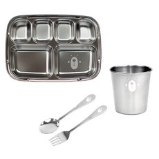 6格餐盤餐具組, 銀色, 餐盤+湯匙+叉子+杯子