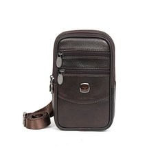 BLUEMOUNT 男士用皮革斜背包 318, 棕色