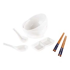 純白雙人麵碗組 7件, 1套, 混色