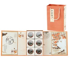 기헌 사사여의 홍시 도자기 차통 선물세트 6p + 쇼핑백, 혼합 색상, 1세트