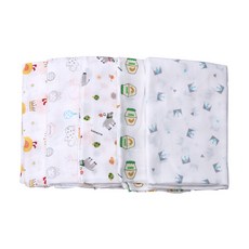 BeBeOne 多用途方形布尿墊5件組 AC款, 藍色皇冠款+牛奶瓶款+動物款+呱呱鴨款+棕櫚樹款, 1組