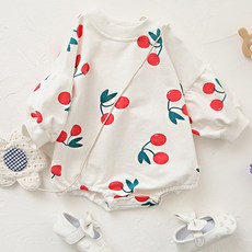 Mom's care 櫻桃印花長袖包屁衣