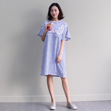 Momsketch 條紋哺乳短袖洋裝