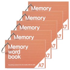 투영디자인 A7 메모리 링 단어장 60매, 오렌지, 5개