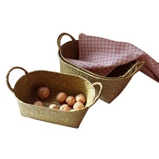 明日太空五月女王手柄圓形海苔水果藤籃S+M+L套裝, 單色, 1套