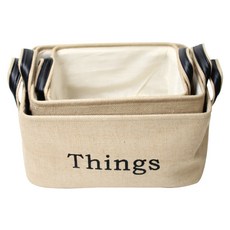 Tomorrow's Space May Queen 黃麻收納洗衣籃 S + M + L 套裝, 1組, Natural