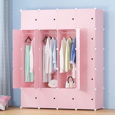TREE 핑크하우스 조립식 선반 옷장 4열 14칸, 핑크