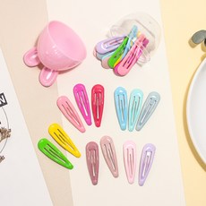 兔子造型收納盒+素色髮夾 24入