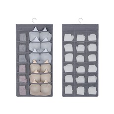 abm Justin 衣架型內衣襪子雙面收納掛袋 灰色 30格, 2個