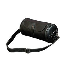 All Nine男款圓形復古斜背包, 黑色