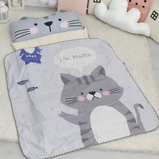 teepee 夏季可拆式動物印花棉質午睡被, 貓咪款