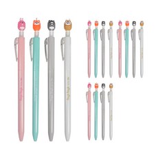 ibis 旋轉卡通造型中性筆 0.5mm CR1501, 粉紅色, 薄荷綠, 灰色, 白色, 16個