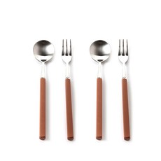 보겐 피노 커트러리 티타임세트 브라운, 1세트, 티스푼 2p + 티포크 2p