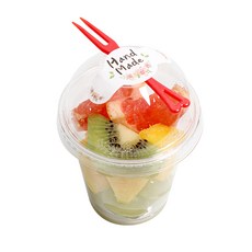 Picnic House 水果瑪芬杯 5 x 7.8 x 11 cm 220~240ml 圓頂蓋 + 叉子 + 貼紙, 30套, 1個