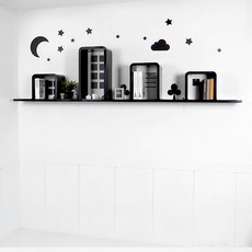 CUBICS 壁掛式收納架+造型裝飾壁貼, 黑色的