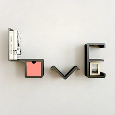 큐빅스 미니 선반 LOVE + 서랍함 PK, 블랙