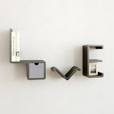 CUBICS LOVE字母造型壁掛式置物架+抽屜, 黑色的