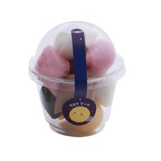 봄91 추석 다과컵 포장 세트 투명PET컵 5.5 x 10.5 cm 270ml + 캘리보름달 롤리팝 스티커 랜덤 발송, 50세트