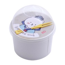 봄91 추석 종이다과컵 포장 세트 종이컵 8 x 10.5 cm 300ml + PLA뚜껑 + 칼라미니포크 옐로 + 한복곰돌이 덮개, 25세트
