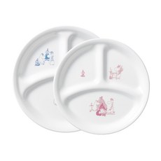 코렐 무민 삼절접시 소 자주 + 대 블루, 혼합 색상, 1세트