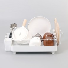 LIVING HAPPY 立式單層餐具瀝水架, 白色的
