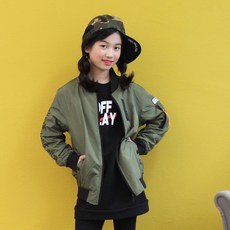 Nana Juni 孩童貼布裝飾拉鍊飛行外套