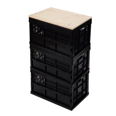 折疊收納盒 紅松C款 60L, 黑色, 3組