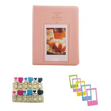 Instax底片硬相冊+愛心木質裝飾+相框 5入, 隨機發貨