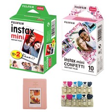 instax 拍立得 拍立得底片 空白底片 20入+五彩繽紛 10入+相冊 隨機出貨+愛心小木夾, 單品, 1套