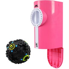 HANEE 普通寵物壁掛式自動餵食器零食計時器+鼻子走球套組, 粉色的, 1套