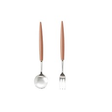 보겐 비쥬 실버 커트러리 티타임세트 브라운, 1세트, 티스푼 2p + 티포크 2p