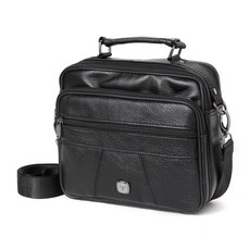 BLUEMOUNT 男士皮革斜背包 775, 黑色