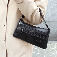 BLUEMOUNT 天然牛皮女用斜揹包 WL6387, 黑色