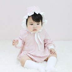 ALOHAJ 嬰兒條紋荷葉邊帽子