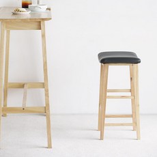 룸앤홈 실리트 원목 PU 바스툴, 블랙, 1개