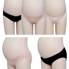 Prebella 低腰V型產前後棉質孕婦內褲組 膚色 2入+黑色 2入+粉紅色