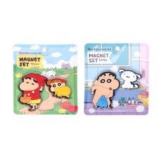 플라잉웨일즈 짱구는못말려 마그넷 2종 세트, 빨강모자, 목욕해요, 1세트