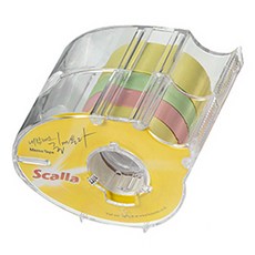 Scalla 便條膠帶 10mm 3款 + 18mm, 黃色 + 粉紅色 + 綠色, 1套