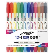 JAVAPEN 12色雙油性筆套組, 混色, 1套