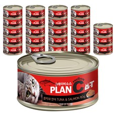 바이캣 플랜씨 고양이 그레이비소스 프리미엄 캔간식, 참치 + 연어 혼합맛, 80g, 24개