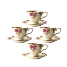 BELUZ casa 韓國製 浪漫玫瑰 4人咖啡杯組, 混合顏色, 1套