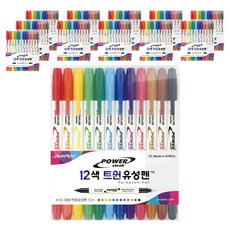 JAVAPEN 12色雙油性筆套組, 混色, 12套