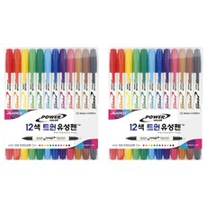 JAVAPEN 12色雙油性筆套組, 混色, 2套