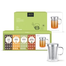 쌍계명차 티머그세트, 보이차 12g + 마리골드 24g + 아카시아 24g + 헛개나무차 20g + 유리 머그컵 450ml, 1세트