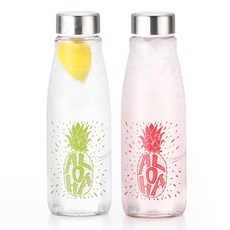 B PROJECT Hawaiian Kitchen Tritan 鳳梨水瓶 2入組, 綠色, 紅色, 1000ml, 1套