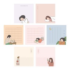 indigo 7種日常年糕備忘錄紙, 1、2、3、4、5、6、7, 1套